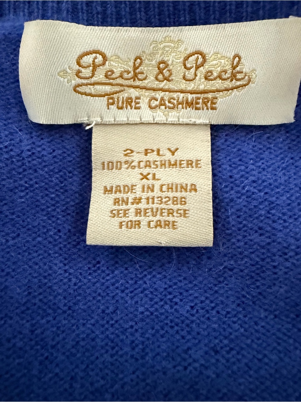 Peck & Peck Short-Sleeve Cashmere Sweater Cornflower Blue XL Old Money Aesthetic - Picture 2 of 7